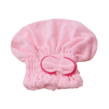 Microfiber Hair Towel with Bow Knot, Fast Drying Cap for Curly Hair, Elastic Fit Pink