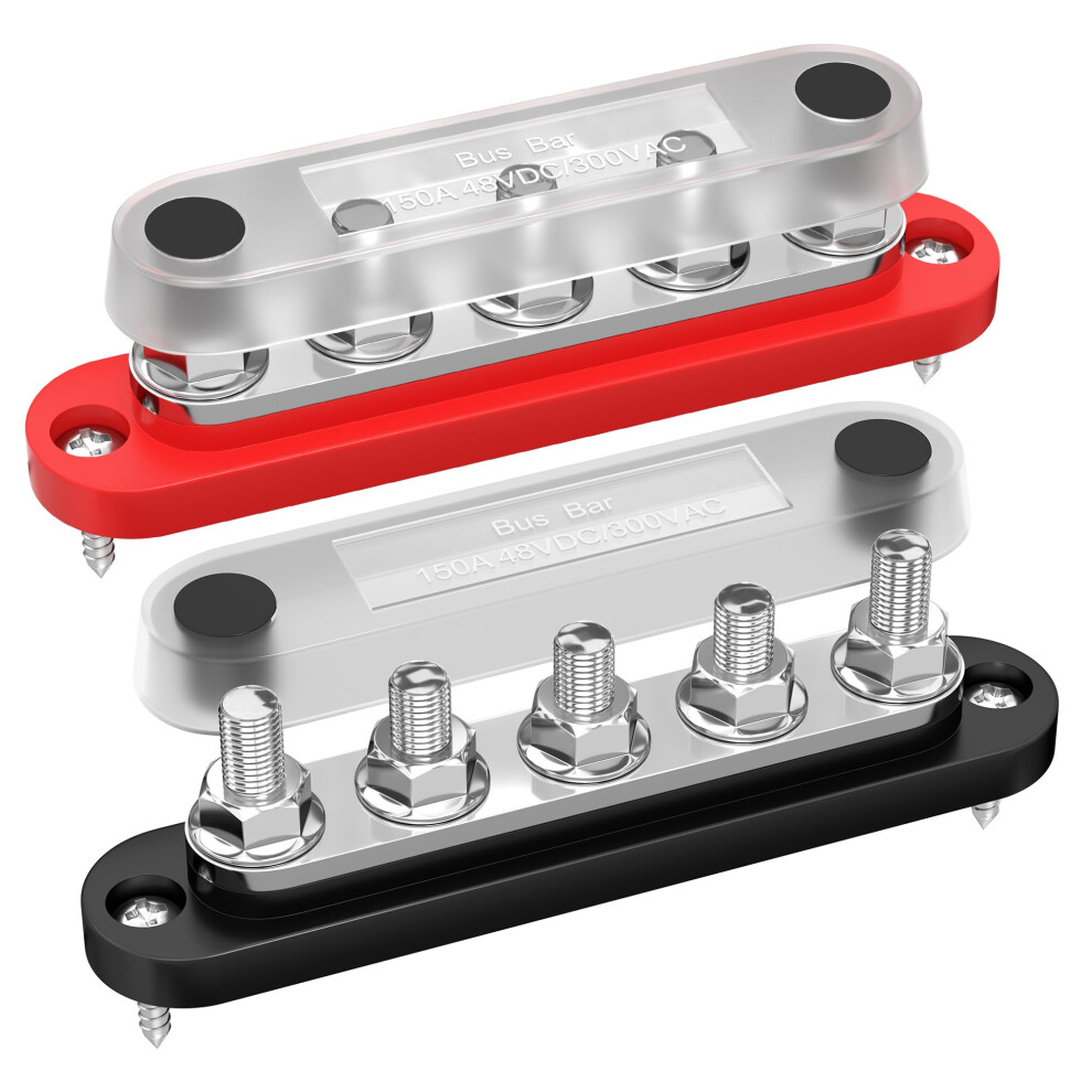 12V Bus Bar Power Distribution Block 150A M6 5 Stud Marine Corrosionresistant For Rv Car Solar 9113335640597