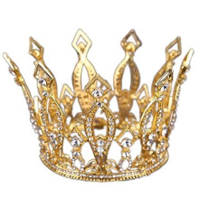 Gold Crystal Bridal Tiara for Women Elegant Queen Crown Wedding and Party Hair Accessory