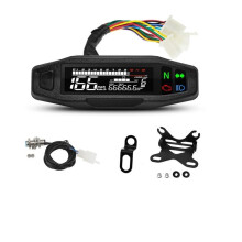 Motorcycle Digital Tachometer 12000 RPM Speedometer Odometer Oil Gauge Instrument Cluster with 2 Brackets