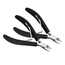 Professional Cuticle Nippers with Silicone Handle, Precision Carbon Steel RustResistant Trimmer 2PCS Black