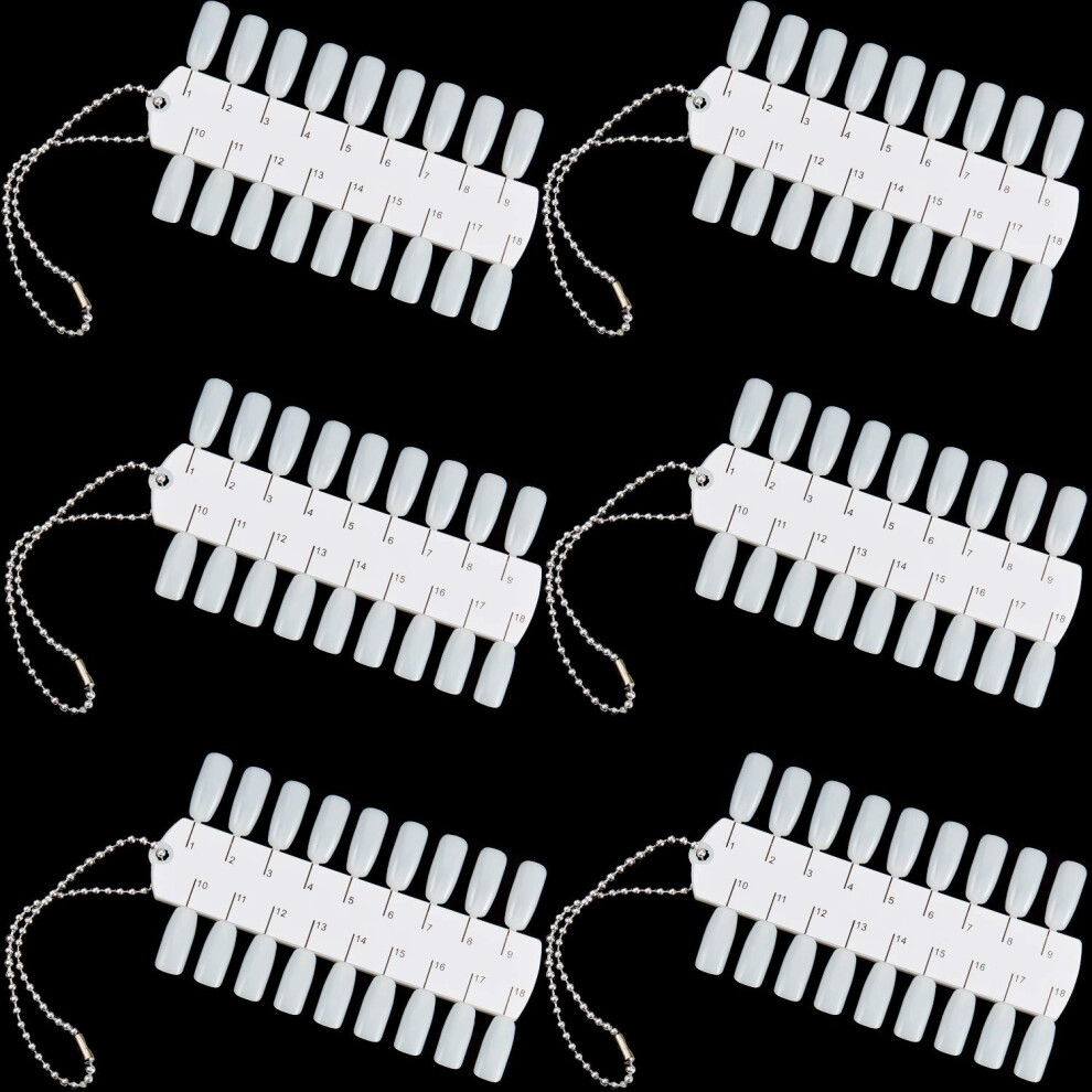 6 Sets Double Layer Nail Color Display Cards with Chain, 216 Tips Plastic Nail Polish Swatch Board for Practice