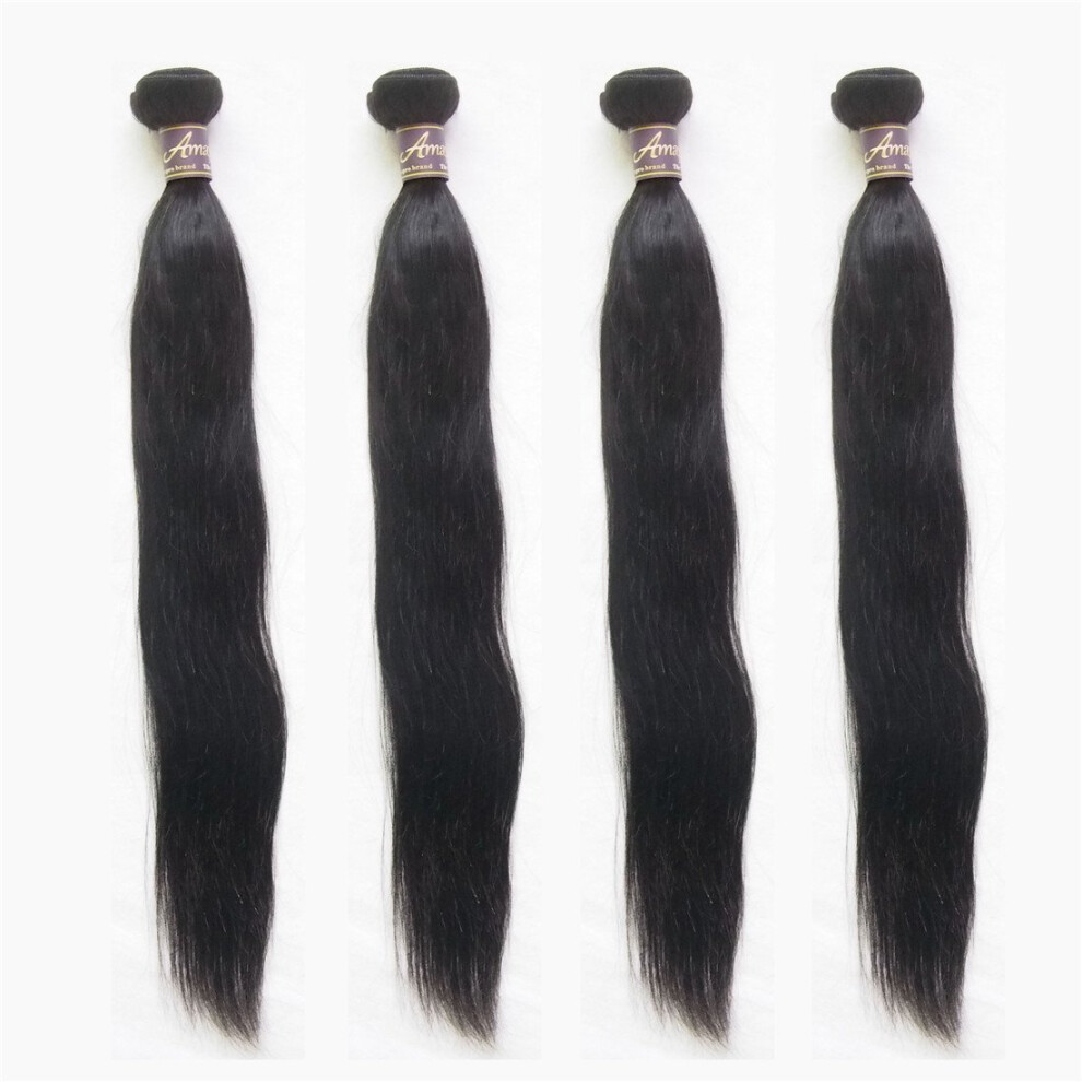 Brazilian Human Hair Bundles 7A Silky Straight Weave 100% Virgin Extensions 4pcs Natural Color