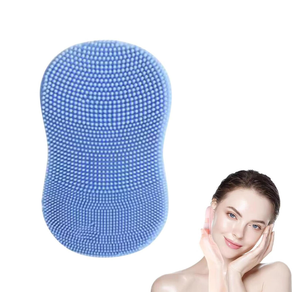 Blue Facial Cleansing Brush With Soft Silicone Bristles For Deep Pore Cleaning And Gentle Exfoliation