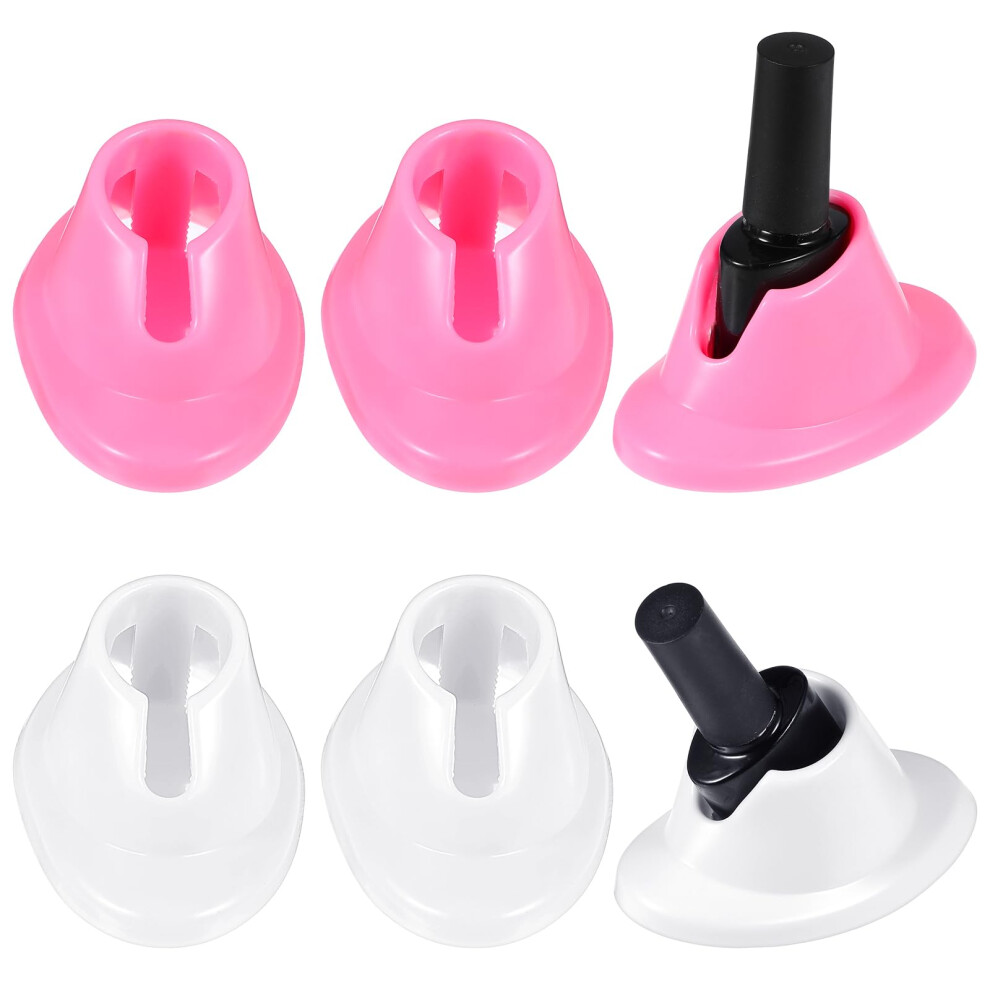 Pink/White 4Pcs Soft Silicone Nail Polish Holder Antispill Manicure Bottle Stand For Painting Nails