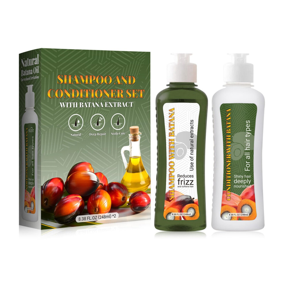 Biotin Shampoo and Conditioner Set with Batana Oil for Deep Hydration and Hair Thickening Care