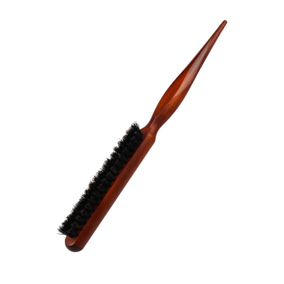 Unisex Boar Bristle Teasing Comb With Wooden Handle, Precise Sectioning Tail For Volume And Smoothing