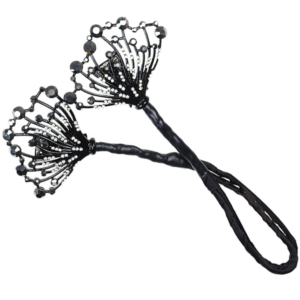 Hair Bun Maker with Elegant Rhinestone Design, NoTrace Ballet Bun Styling Tool for Women, Black
