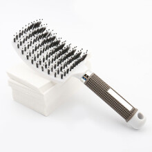 Boar Bristle Hair Brush for Wet and Dry Hair, Vented Detangling Brush for Thick Long Hair with Scalp Massage, White