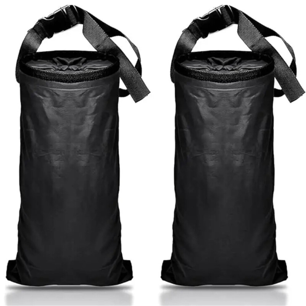 2Pcs Foldable Car Trash Can With Backseat Mount, Spacious Garbage Bin And Storage Bag Black 9113335641938