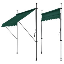 Store banne téléscopique - HELLOSHOP26 - 03_0008324 - 200x120 cm - Hauteur 200-300 cm - Tissu vert foncé