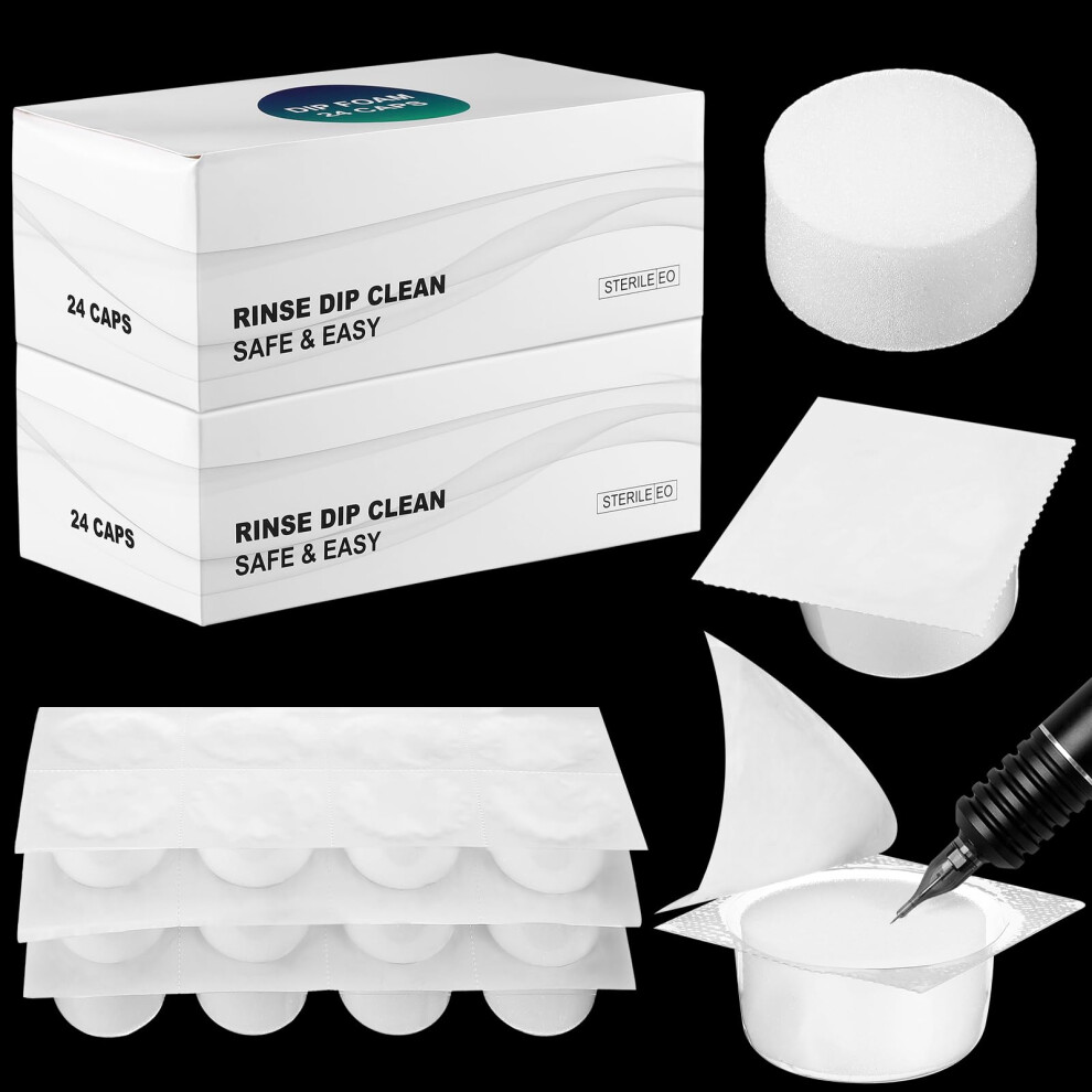 48 Pcs Disposable Tattoo Rinse Cups with Sponge for Quick Needle Cleaning and Ink Dilution