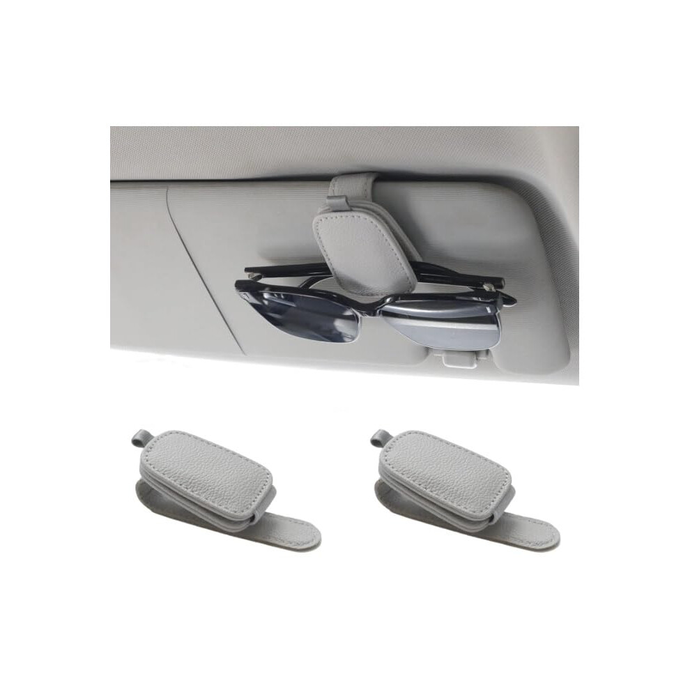 Car Sunglass Holder Magnetic Leather Sun Visor Clip With Secure Scratch Storage Light/Gray 9070919851261