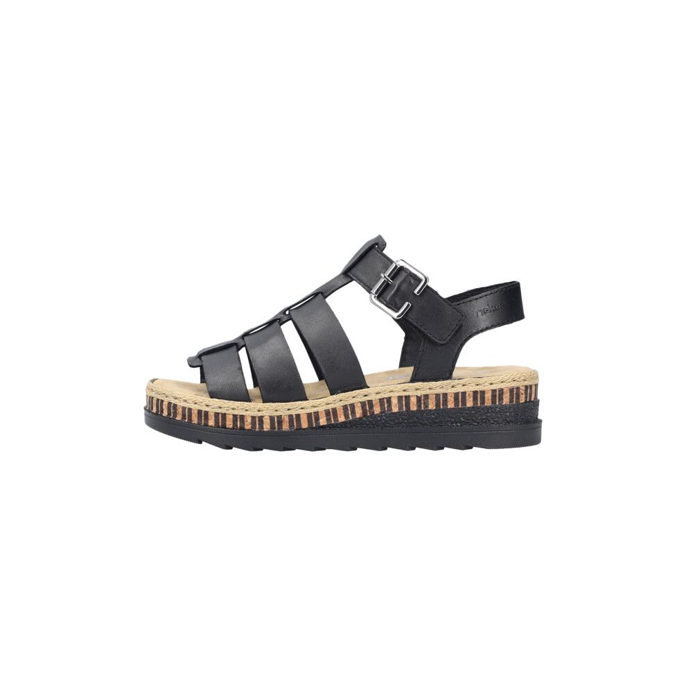 Rieker (, Uk 6.5) Ladies Strappy Sandals V7904 Black