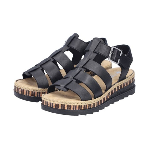 Rieker Sandales Compensées Cuir Rieker - Noir 2