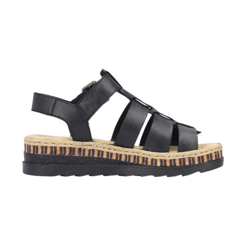 Rieker Sandales Compensées Cuir Rieker - Noir 1