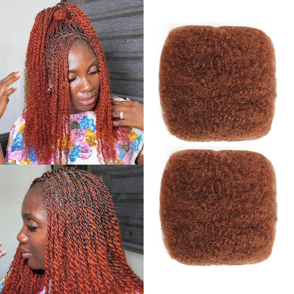Unisex 8 Inch Afro Kinky Bulk Human Hair For Dreadlock Extensions And Color #350, 30G Bundle