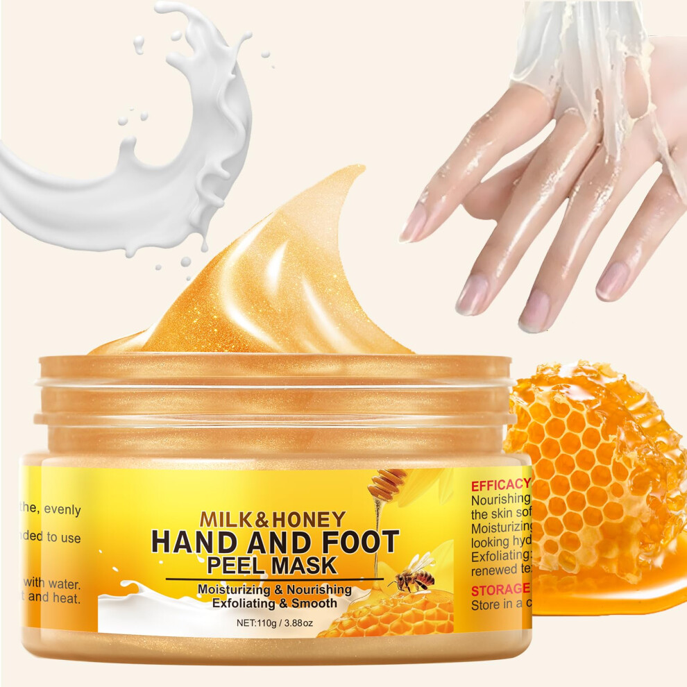 Milk Honey Moisturizing Peel Off Hand Mask with Exfoliating Hand Wax for Soft Nourished Skin 110g