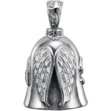 Silver Guardian Bell Motorcycle with Winged Classic Design, Good Luck Protective Keychain for Bikers
