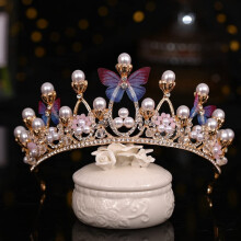 Elegant Black Gun Plated Crystal Crown Tiara for Women Bridal Wedding Princess Diadem Headpiece