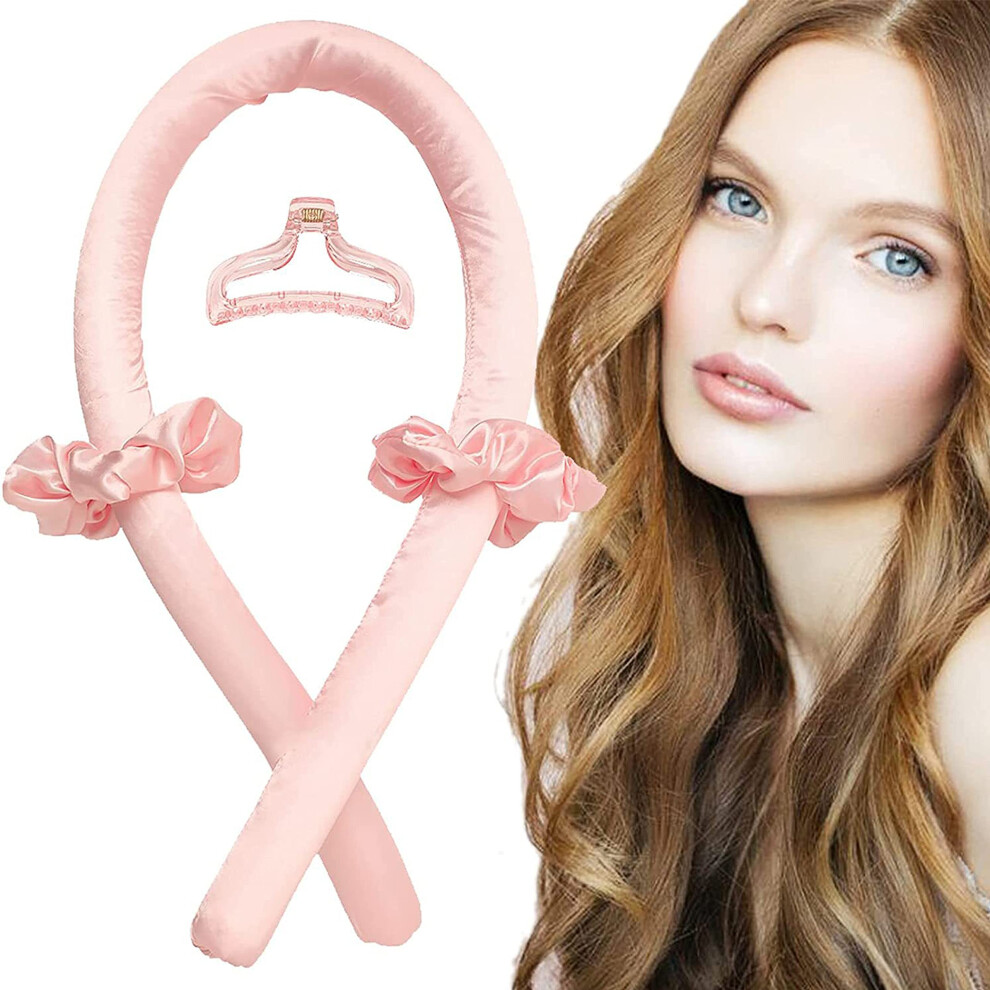 Heatless Curling Rod Headband Satin No Heat Hair Curler Set for Long Hair with Scrunchies and Clip