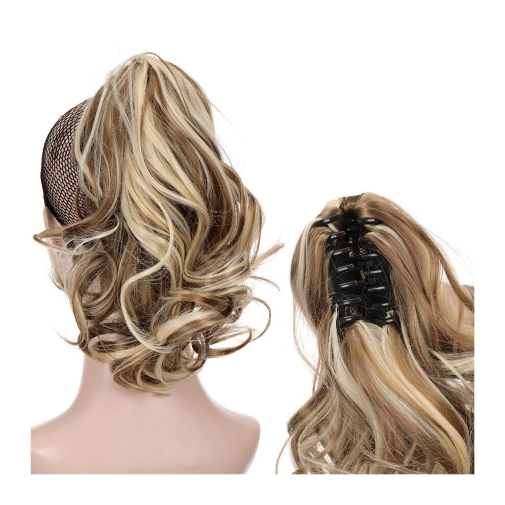 Unisex Ponytail Hair Extensions Short Wavy Synthetic Clip In Ponytail With Secure Claw Clip For Women 004