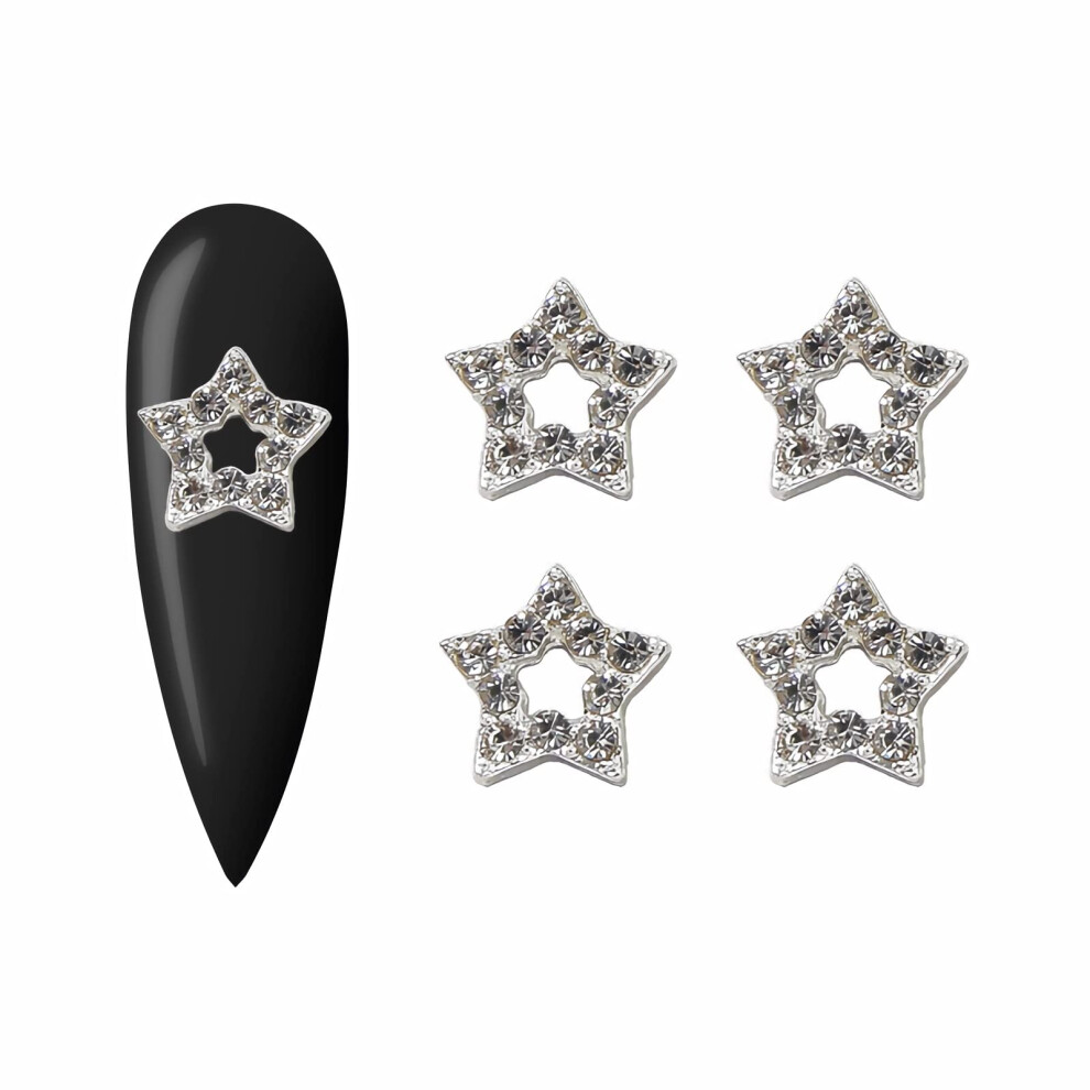 Gold/Silver Nail Art Charms 20Pcs 3D Star With Crystals And Metal Alloy Decorations For Manicure