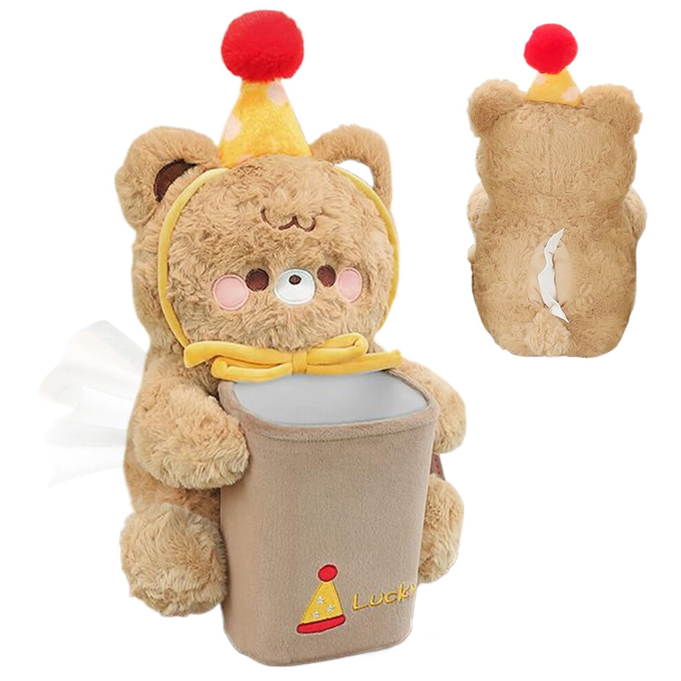 Plush Car Trash Can With Tissue Holder, Soft Universal Organizer For Vehicle Interior Storage 9070919852633