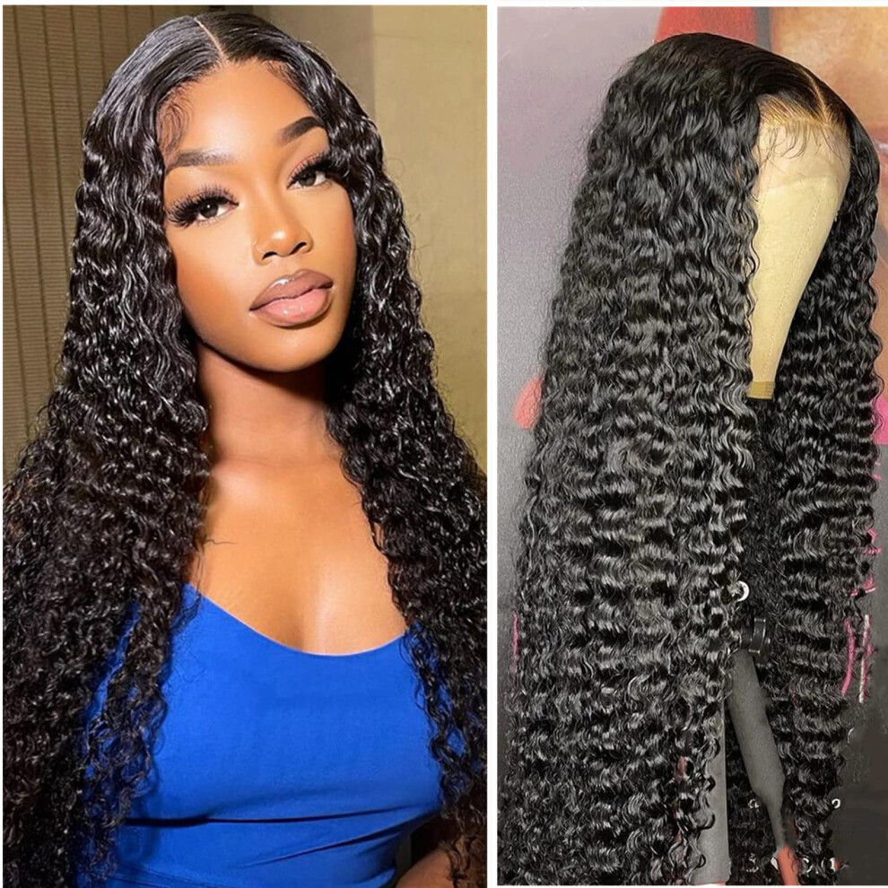 Unisex 13X4 Deep Wave Lace Front Wig 32 Inch Brazilian Virgin Human Hair Glueless Hd Lace With Preplucked Baby Hair