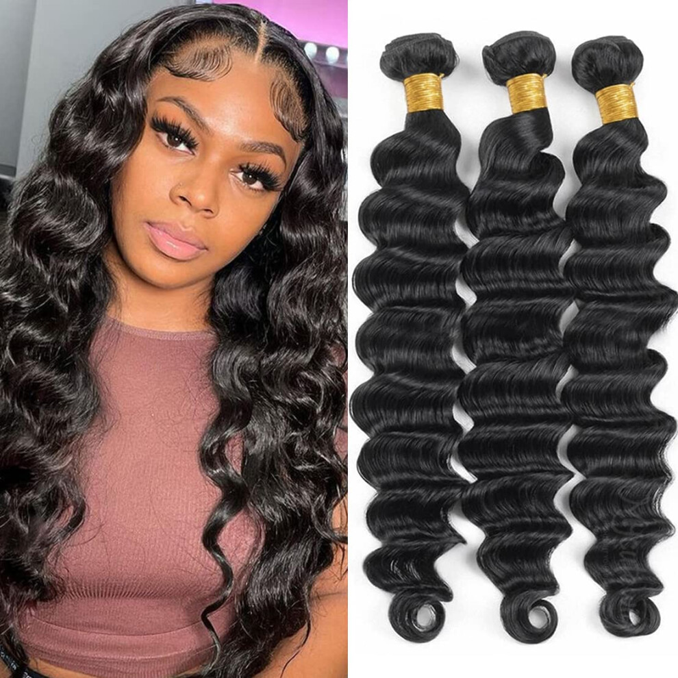 Unisex Brazilian Human Hair Bundles Loose Deep Wave 1014 Inch Unprocessed Virgin Remy Tangle Dye Ready