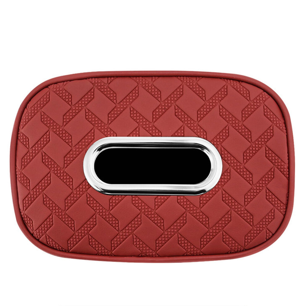 Car Tissue Holder Pu Leather And With Trim For Sun Visor Or Headrest Easy Install Black/Red 9113335644212