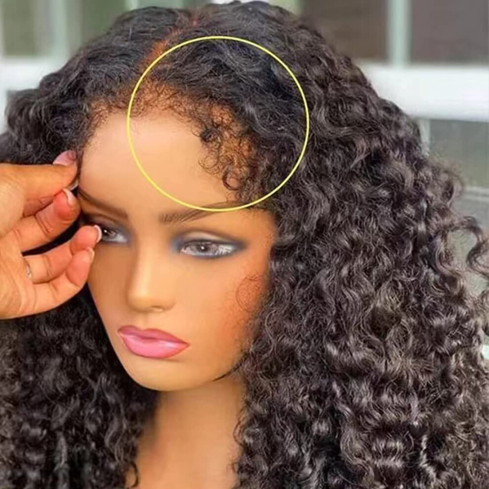 Unisex 13X4 Deep Wave Lace Front Wig With Realistic 4C Hairline, Glueless Brazilian Human Hair 250% Density