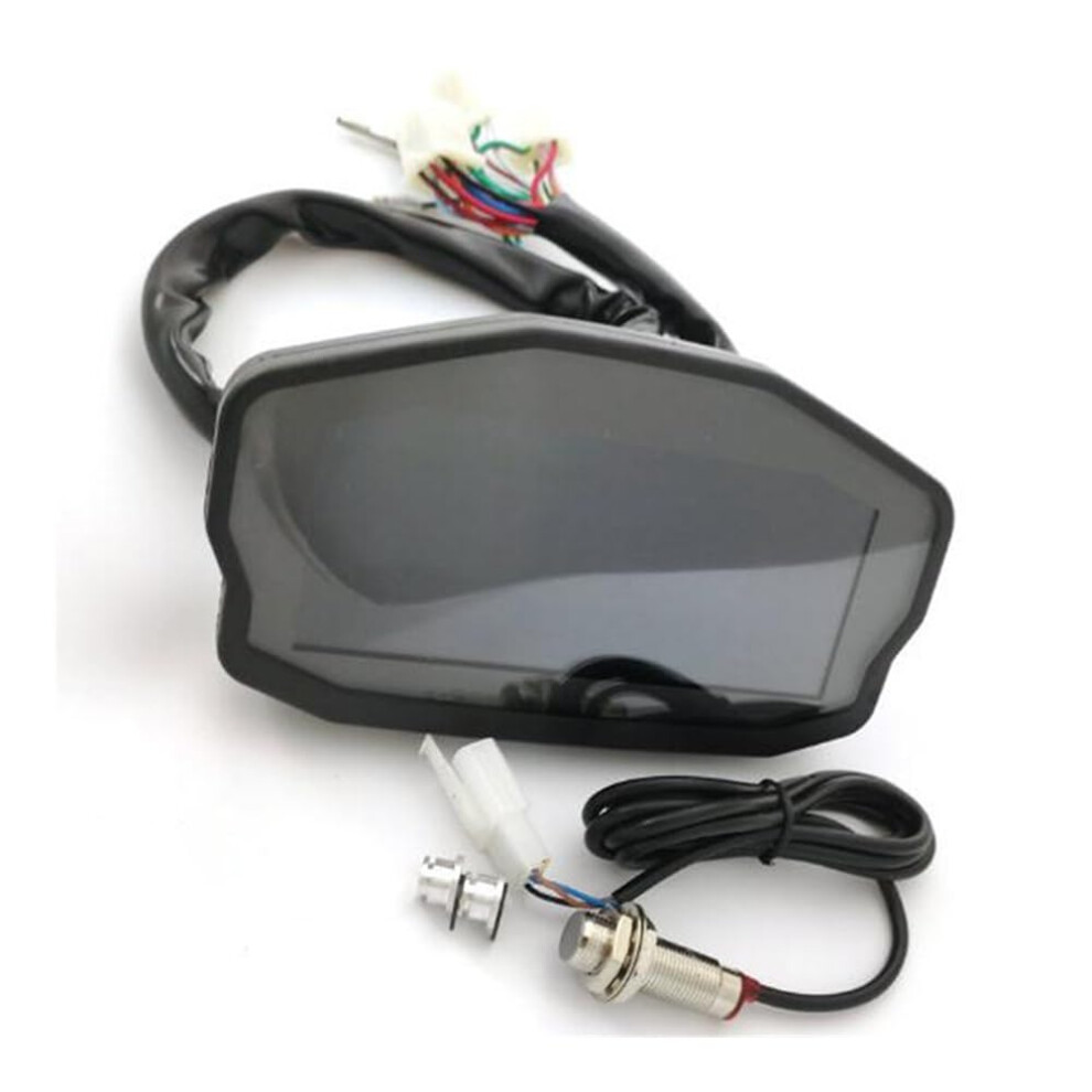Universal Motorcycle Digital Tachometer Gauge With Odometer Rpm Meter And Gear Mileage Display Black 9070919853678