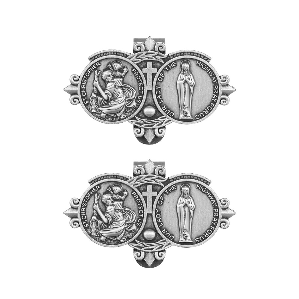 Saint Christopher Medal Car Sun Visor Clip 2Pcs Religious Accessory For Driving Safety Suv Truck 9113335644397