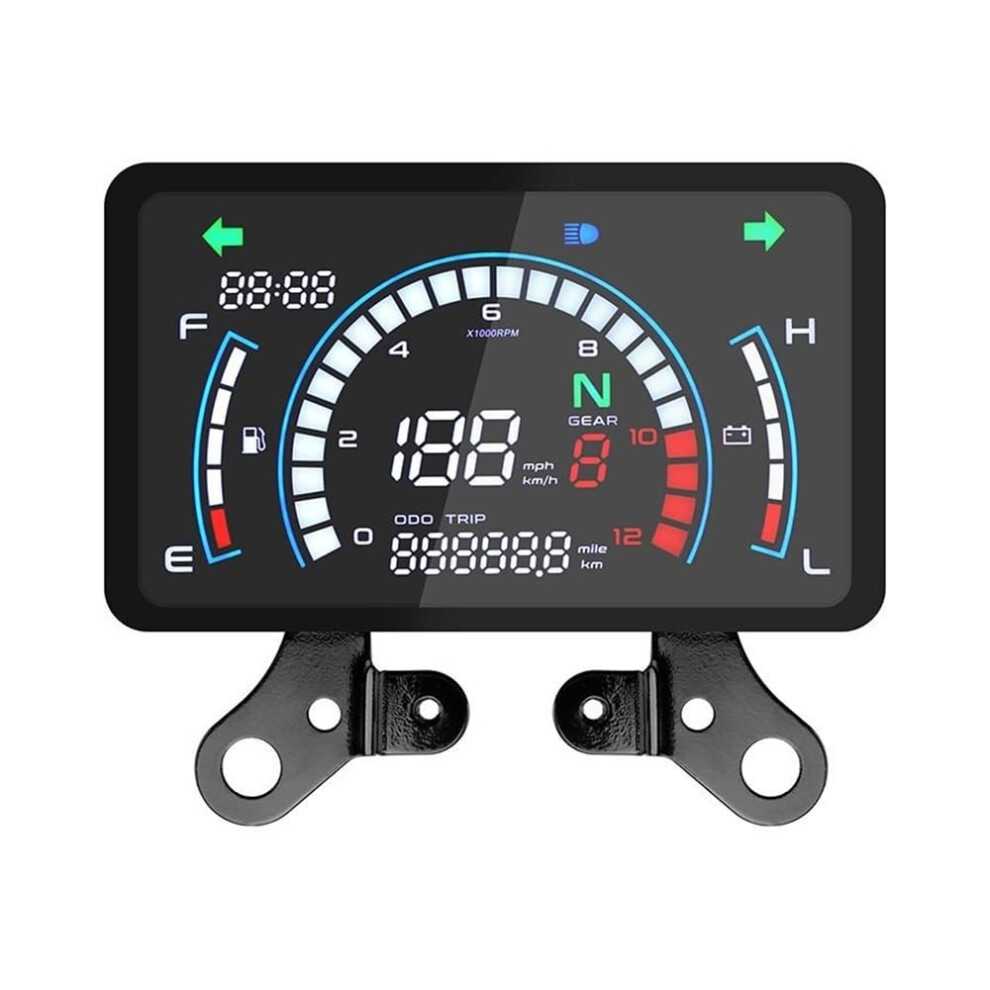 Universal Digital Motorcycle Speedometer And Tachometer Gauge With Odometer Bracket Color21 9113335644496