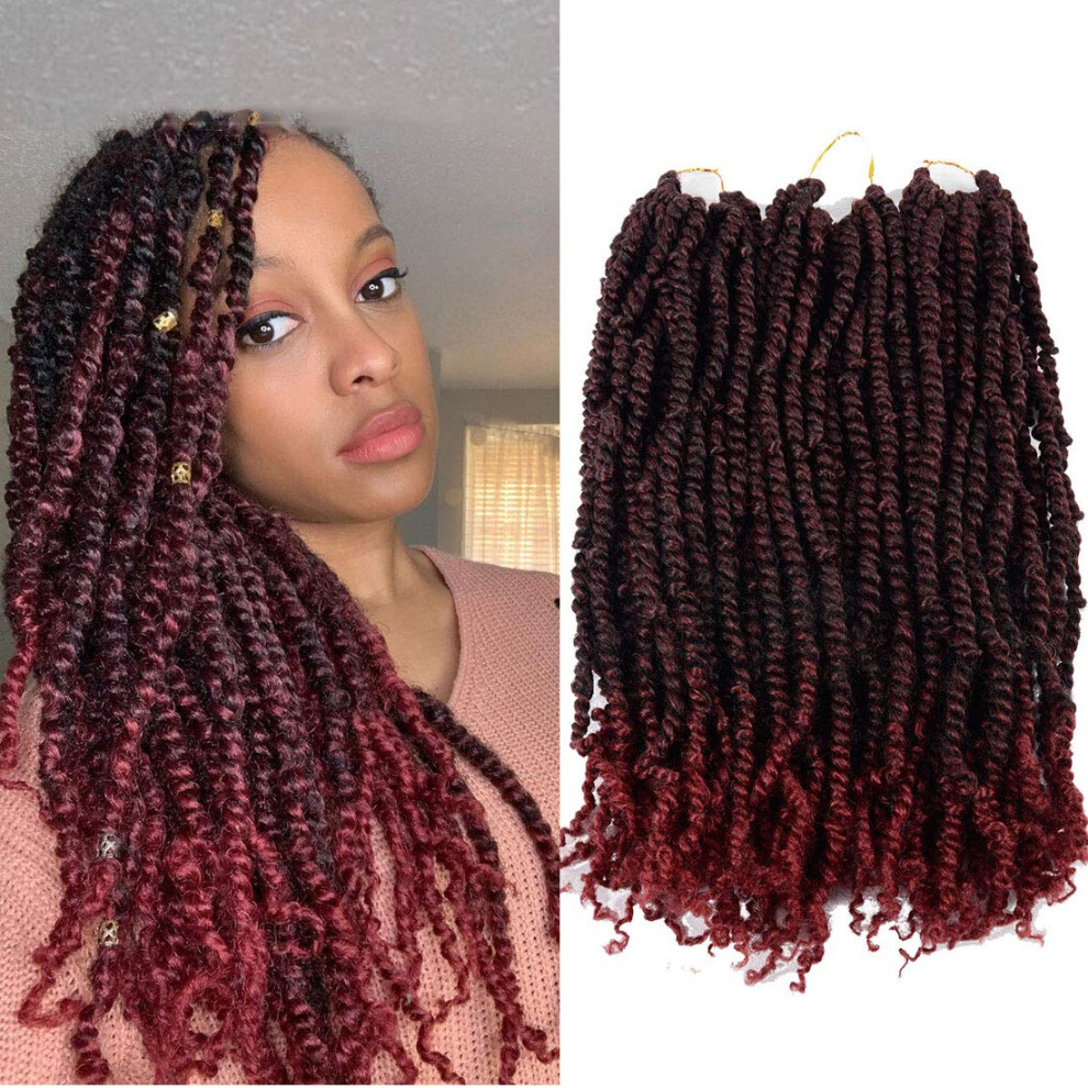 Unisex 18 Inch Pretwisted Passion Twist Crochet Braids Extensions, Natural Texture, Lightweight, 6 Pack