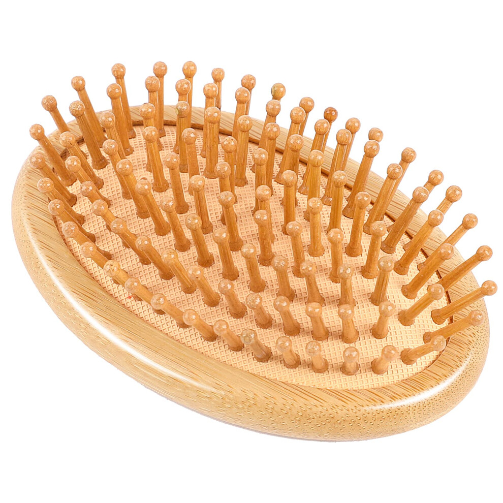 Wooden Hair Brush Bamboo Scalp Massager AntiStatic Bristles Detangling for Women Travel Size