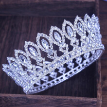 Crystal Tiara Wedding Crown for Women Silver Plated Bridal Headpiece with Rhinestones, Luxury Shine