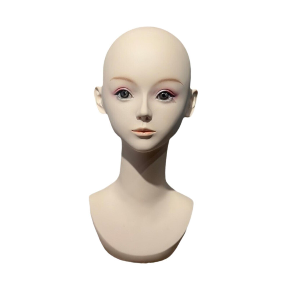 Unisex Mannequin Head With Shoulders For Wig Styling And Display, Realistic Pvc Female Wig Stand