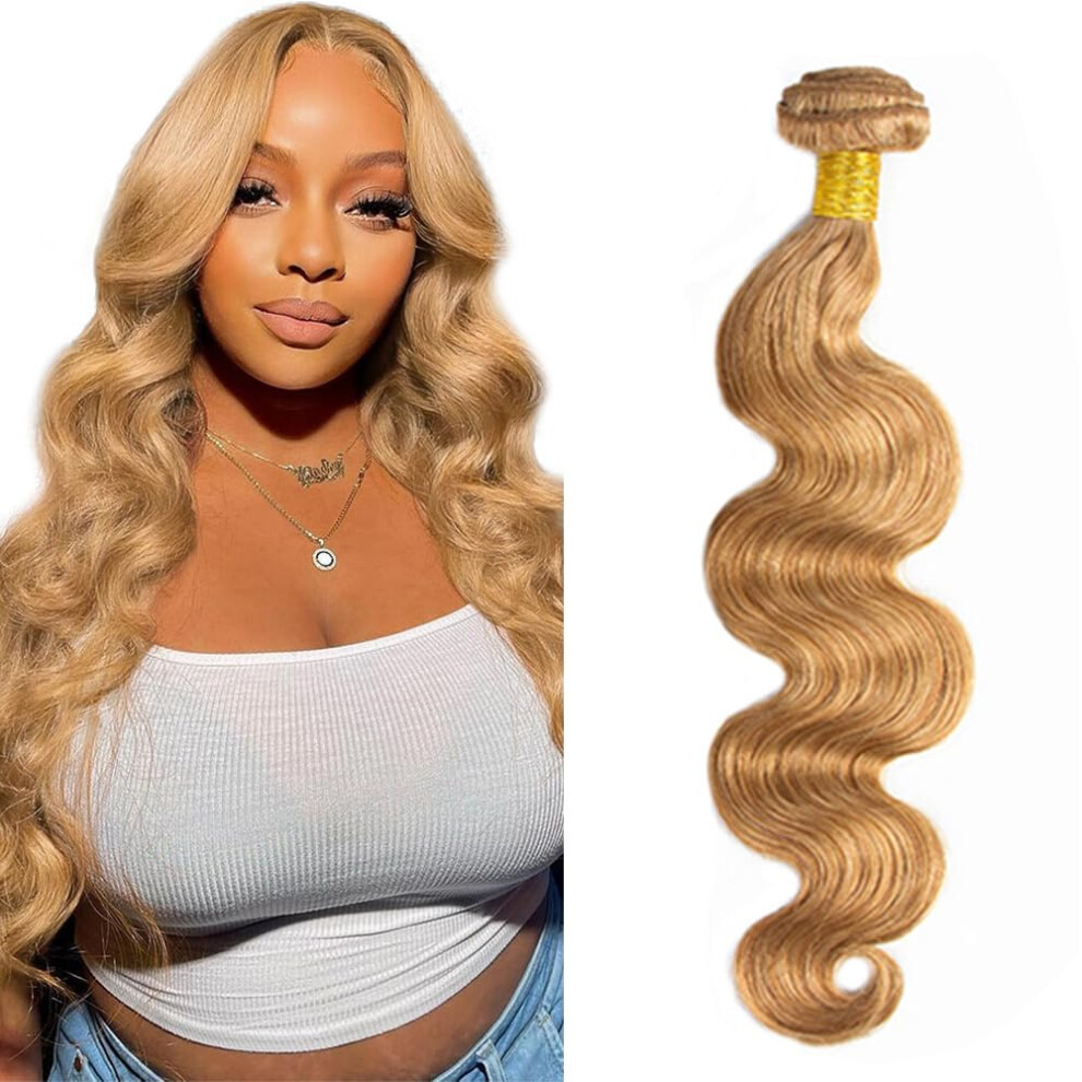 28 Inch Honey Blonde Brazilian Body Wave Virgin Remy Human Hair Bundle #27 Wet and Wavy Extension