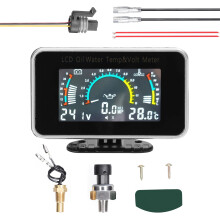 3 in 1 Car Dashboard Gauge Oil Pressure Water Temp Voltmeter LCD Multifunction Meter 936V