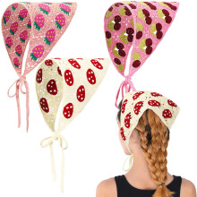 Crochet Head Scarf Bandana for Women Girls, Breathable Cotton Knit with Adjustable Ties, 3 Pack