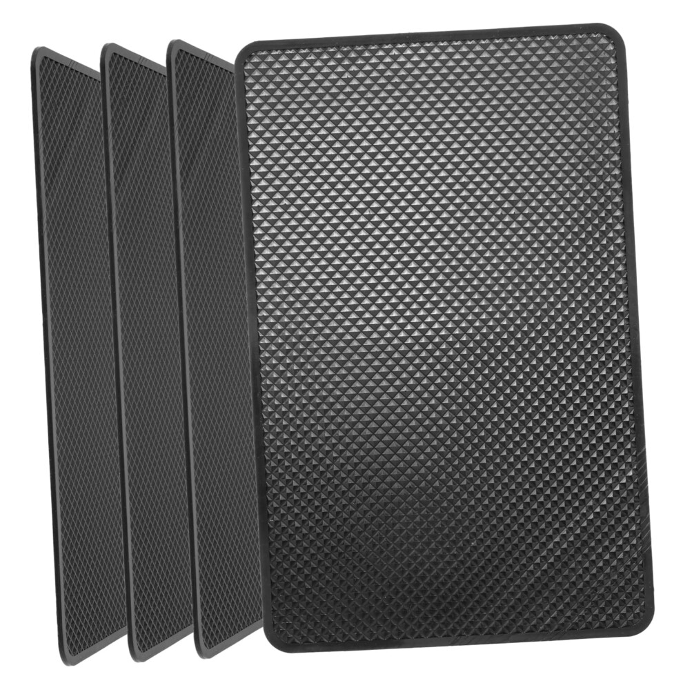 4Pcs Non Slip Car Dashboard Mat Reusable Silicone Pad For Phone Keys Coins Residue Grip Black 9174973352334