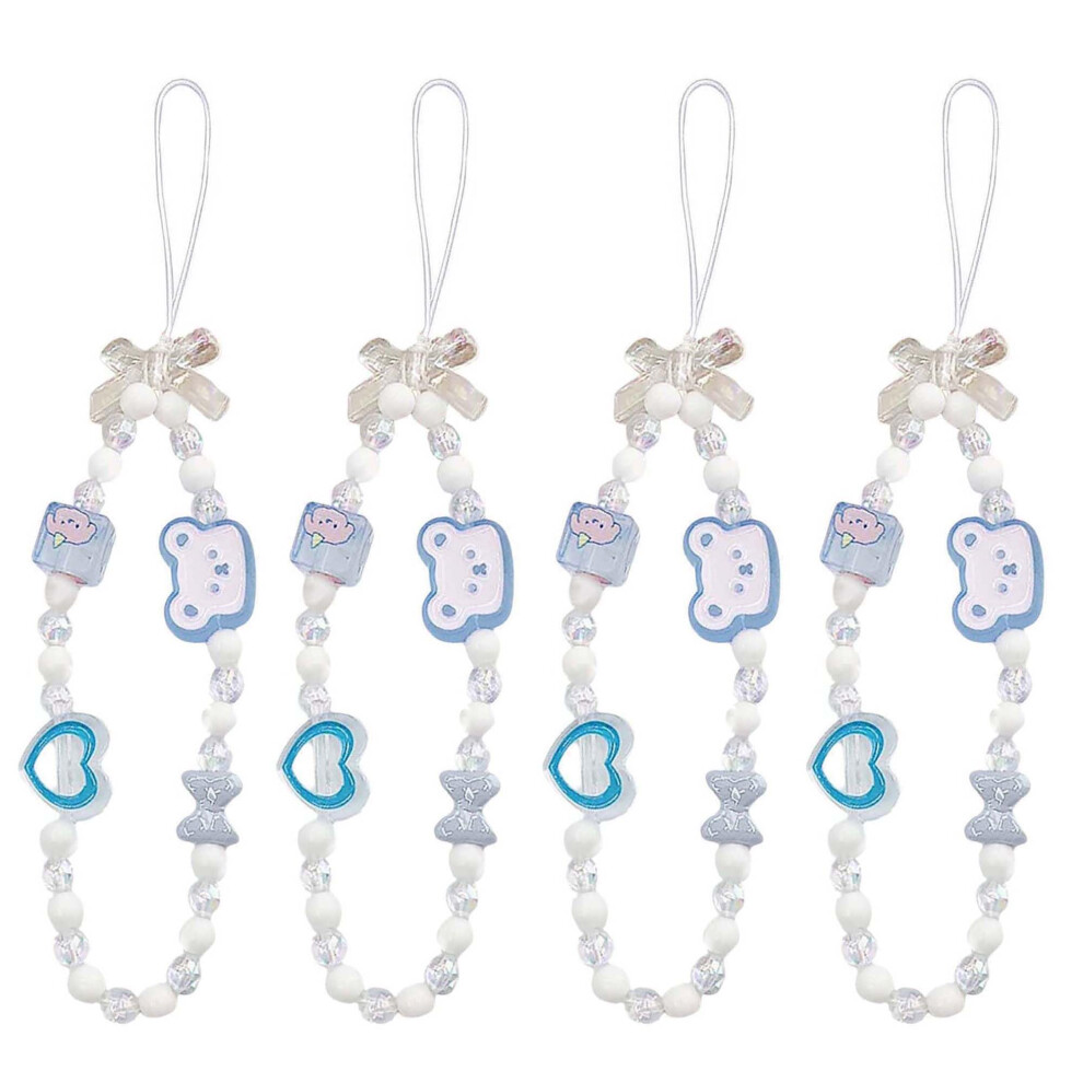 4Pcs Beaded Phone Charm Strap With Heart Butterfly Cute Bear Beads For Bags And Keys 9174973352792