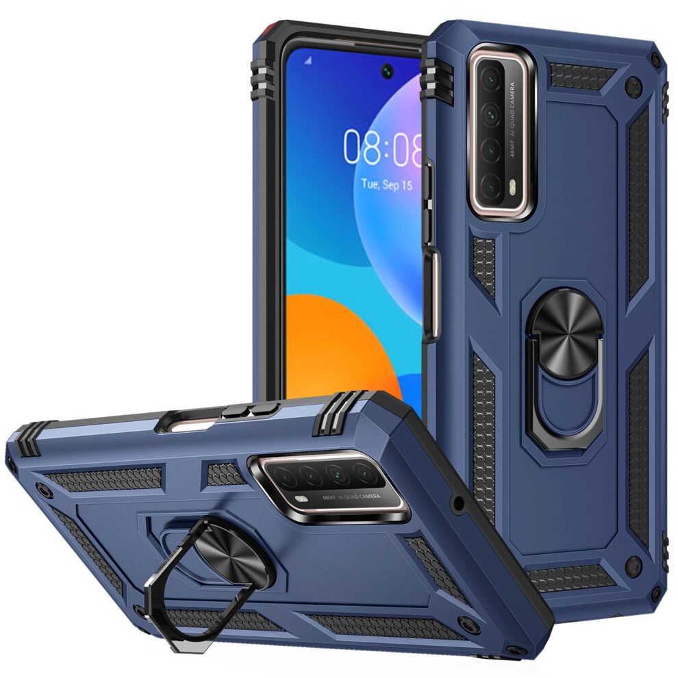 Case Shockproof Armor Cover With 360 Rotatable Ring Kickstand Dual Layer Protection For Huawei Y7a Blue 9044945288018