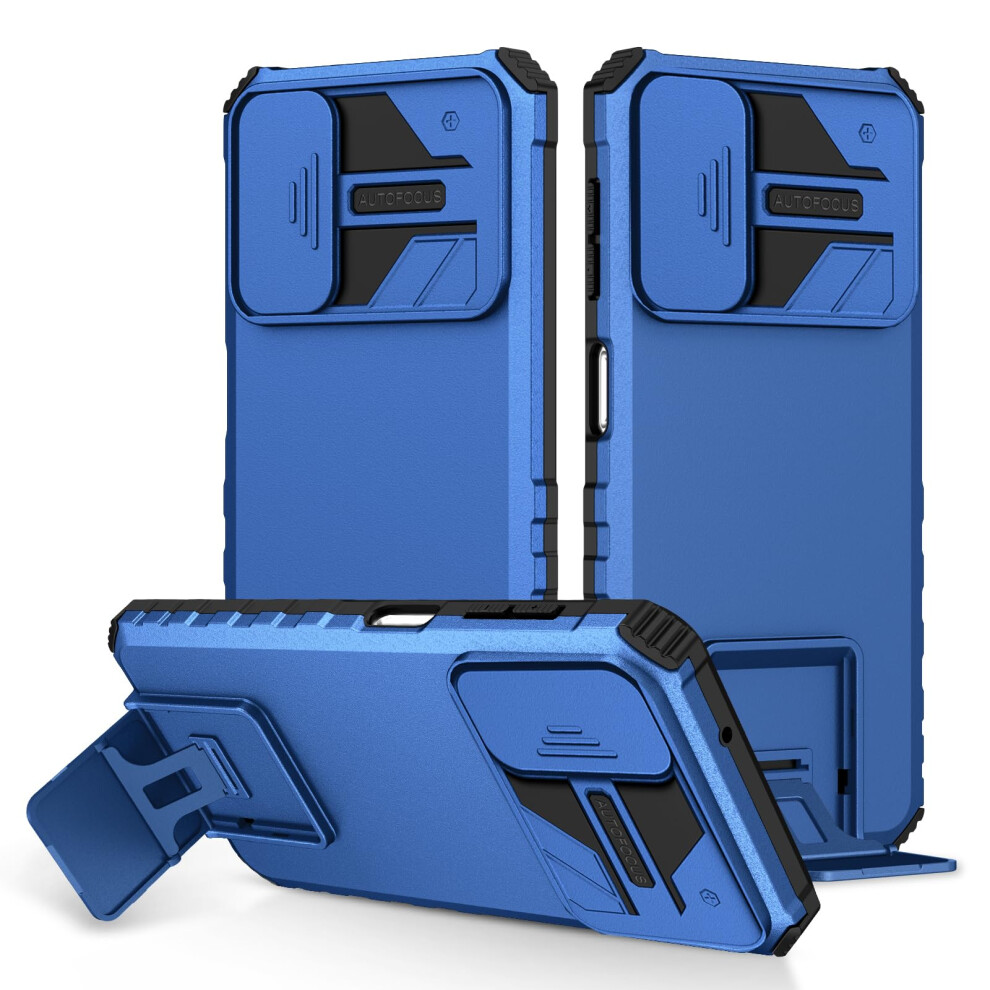 MilitaryâGrade Shockproof Armor Case With Sliding Camera Cover And Kickstand For Xiaomi Redmi Note 13 Pro 5G Blue 9044945288124