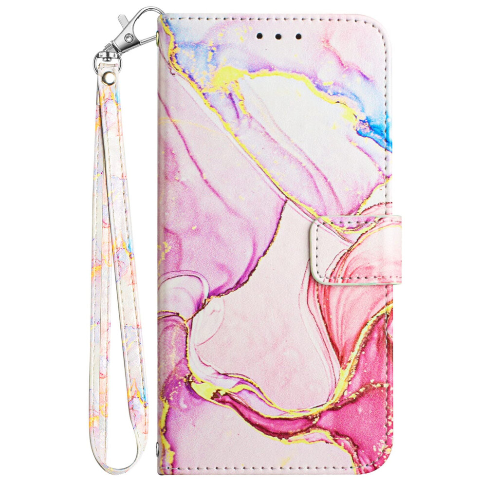 Rose Marble Pu Leather Wallet Case For Iphone Xs Max With Card Holder Kickstand And Wrist Strap Gold 9044945288490