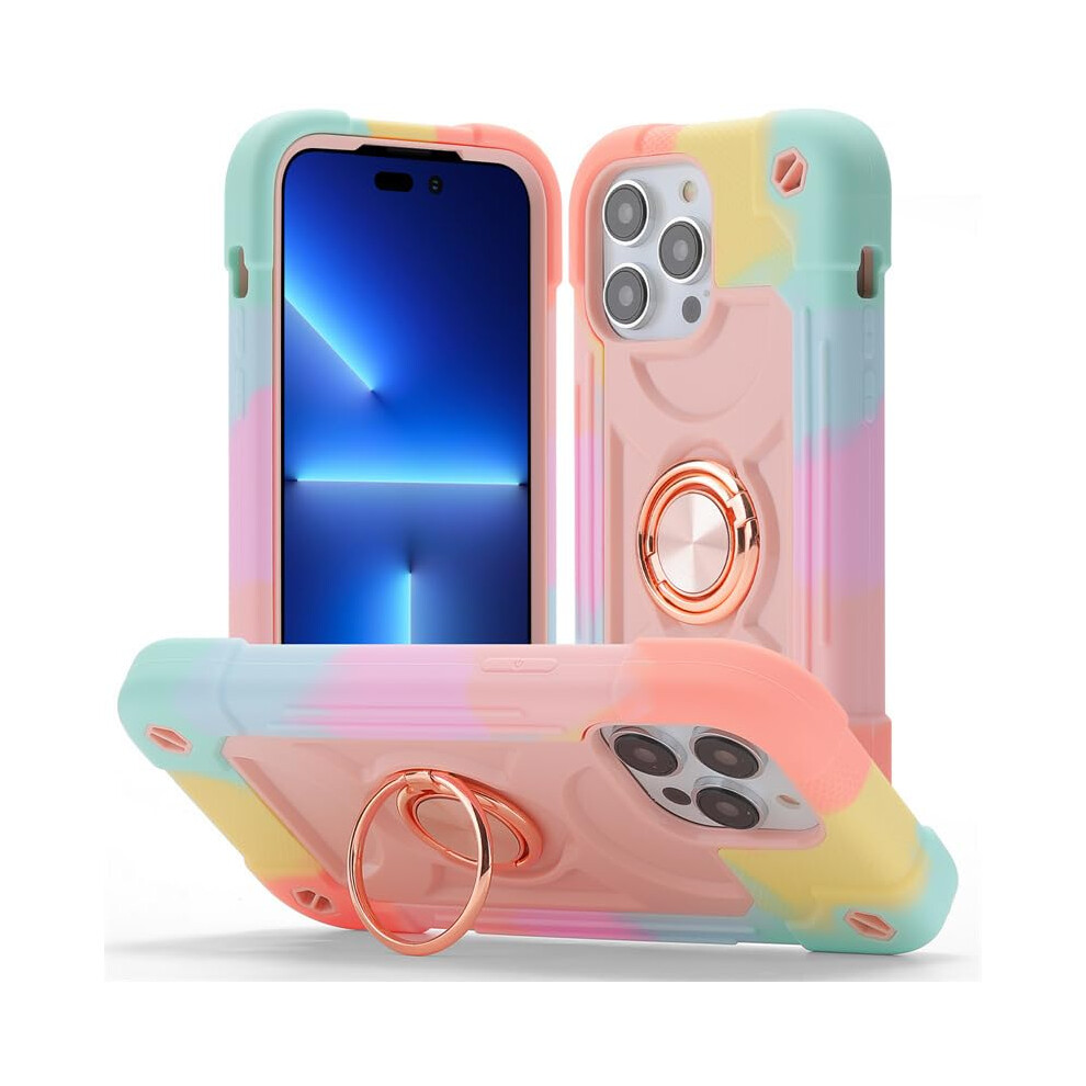 Case For Iphone 12 Pro Max With 360 Rotating Ring Stand, Duallayer Shockproof Military Grade Protection Gold 9044945288605
