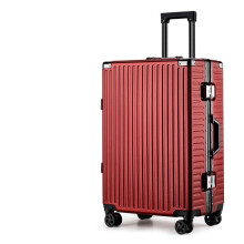24 Inch Red Hard Shell Carry On Suitcase with Password Lock, Cabin Trolley Luggage for Travel