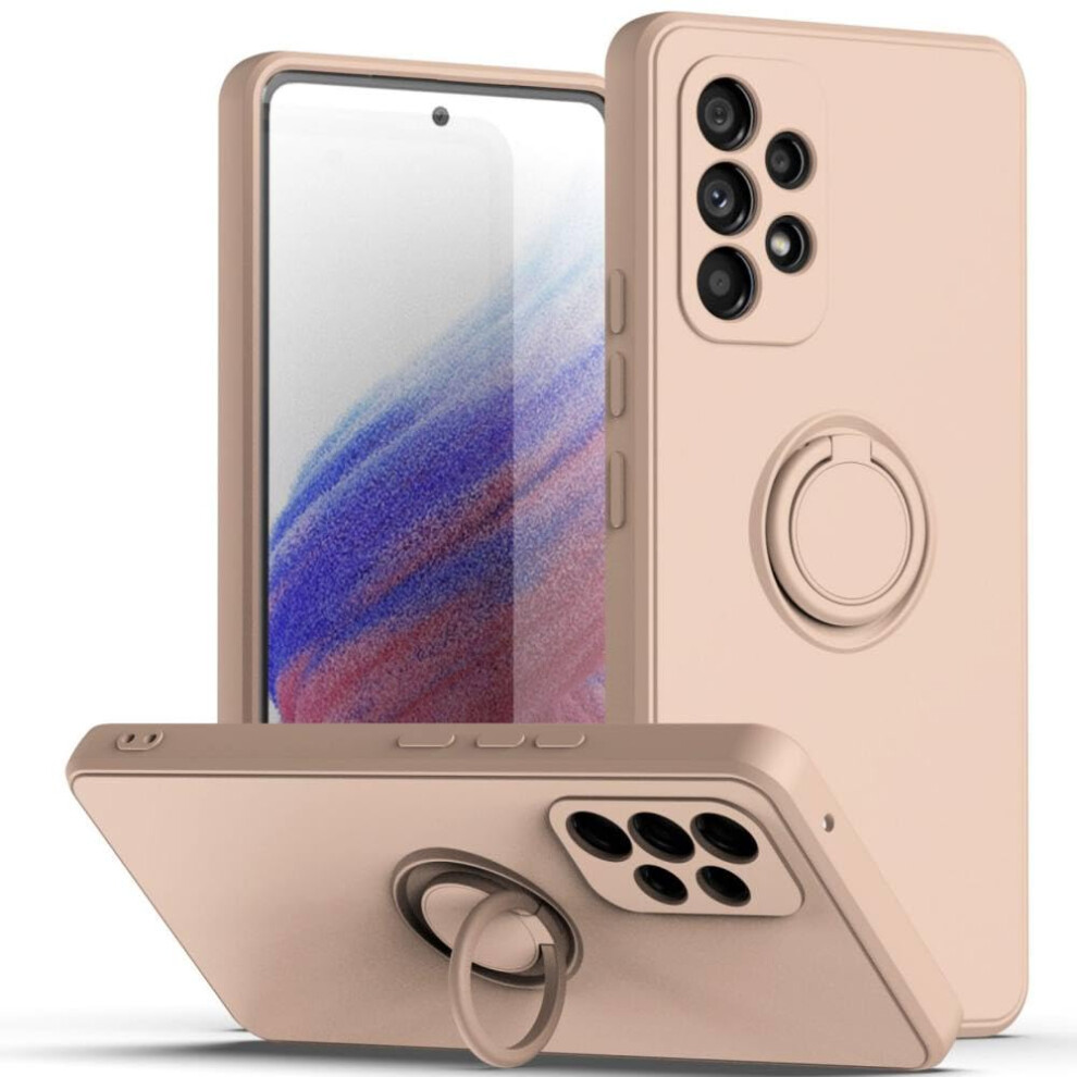Liquid Silicone Case For Samsung A13 4G Â Full Coverage Protection, Magnetic Ring Holder, Kickstand, Pink 9044945289473